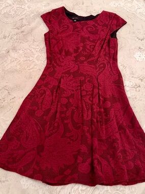 💕Studio AB Burgundy Textured Fit & Flare Dress